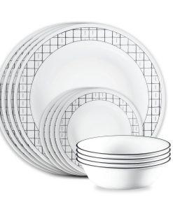Corelle Vitrelle Delicate Grid 18-piece Dinnerware Set, Service for 6