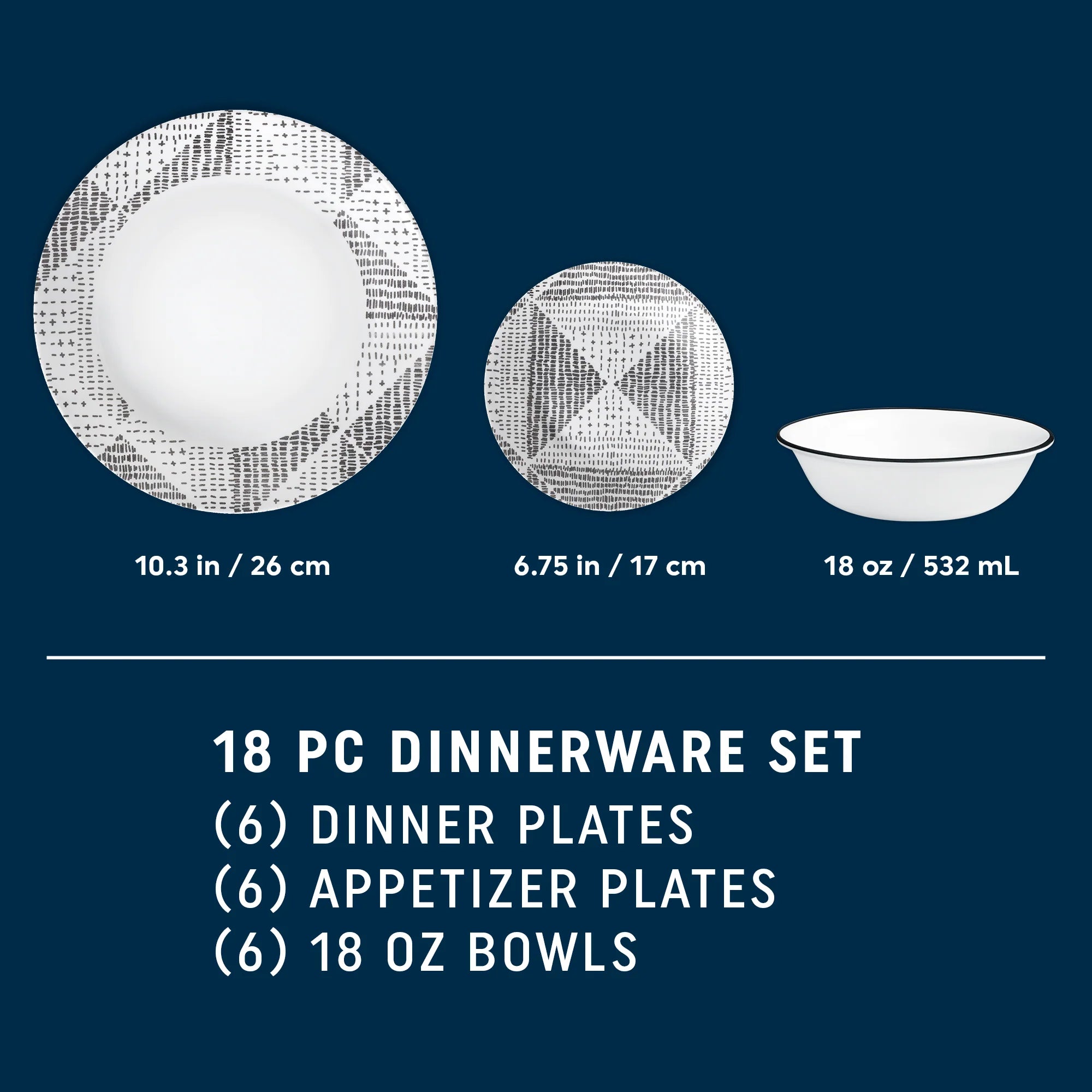 Corelle Vitrelle Odisha 18-piece Dinnerware Set, Service for 6 - Image 2