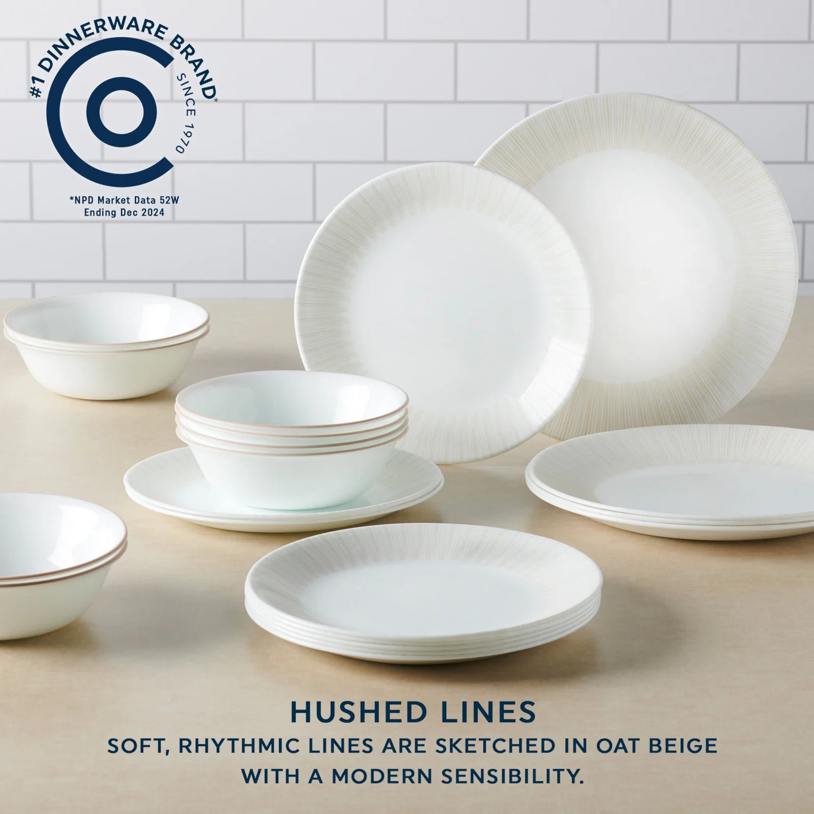 Corelle Vitrelle Hushed Lines 12-piece Dinnerware Set, Service for 4 - Image 3