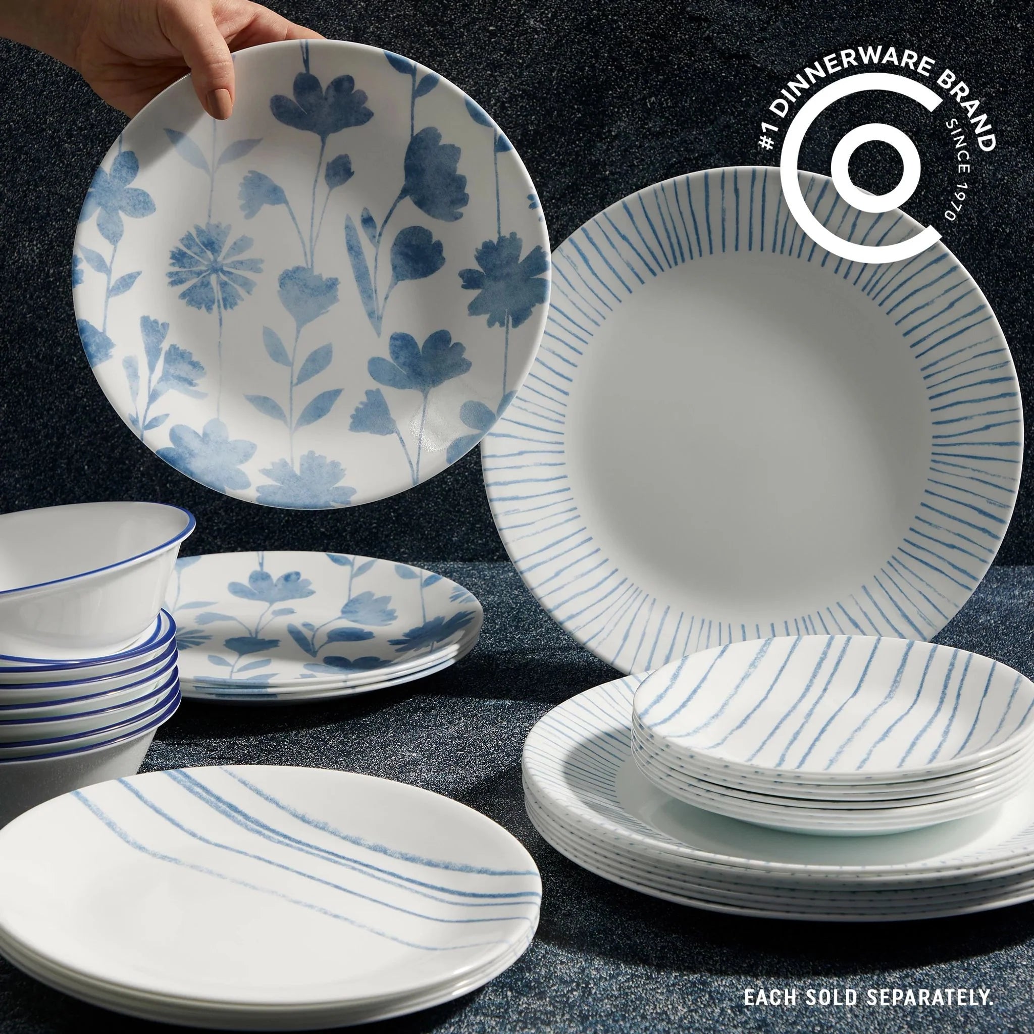 Corelle Vitrelle Botanical Stripes 10.25 Dinner Plate - Image 4