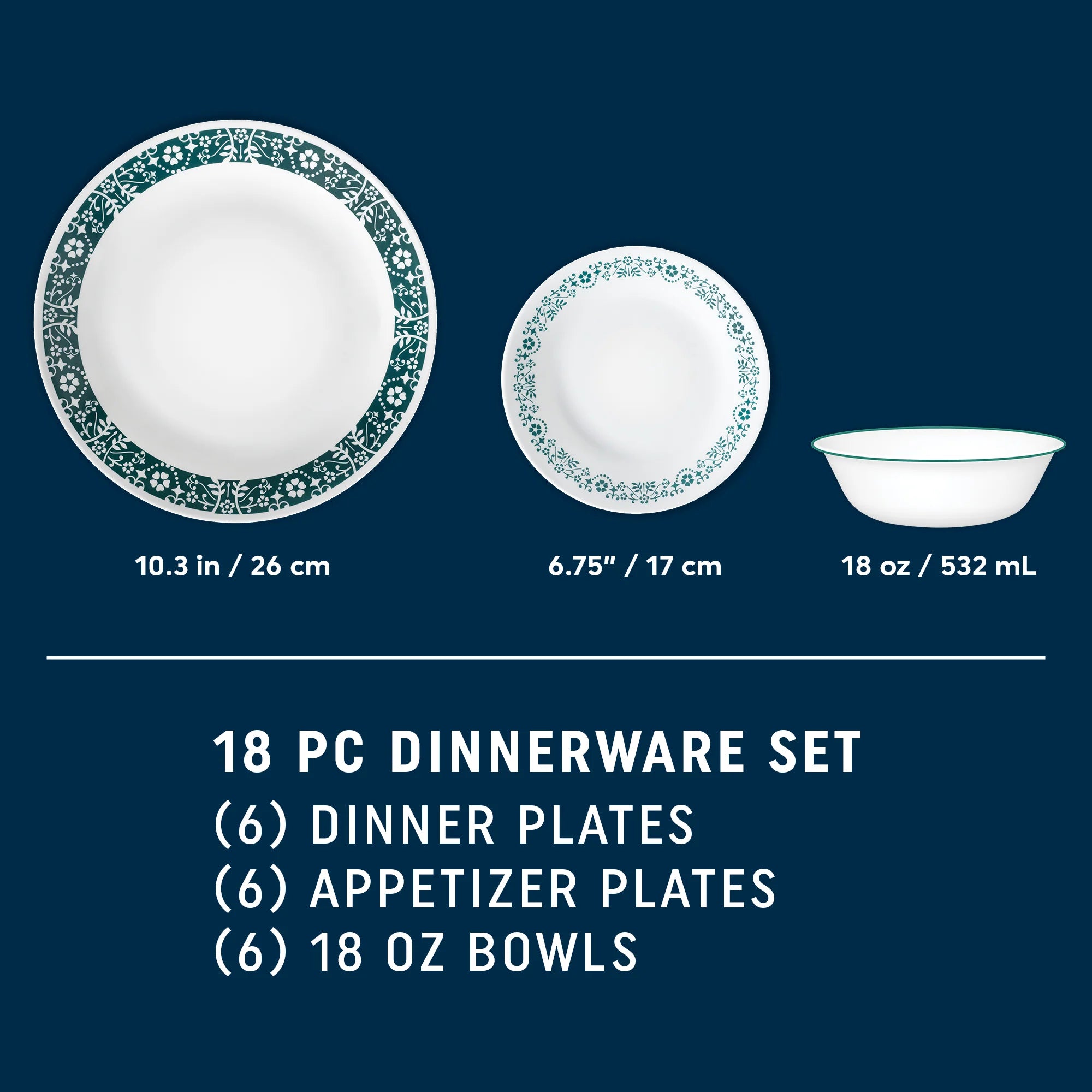 Corelle Vitrelle Penelope 18-piece Dinnerware Set, Service for 6 - Image 2