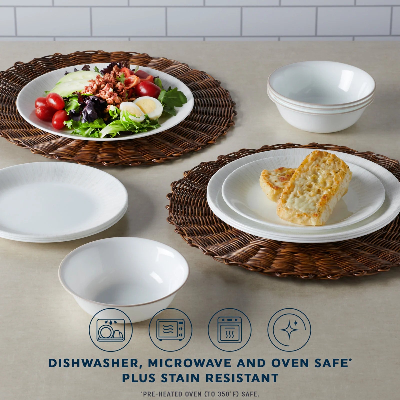 Corelle Vitrelle Hushed Lines 12-piece Dinnerware Set, Service for 4 - Image 4