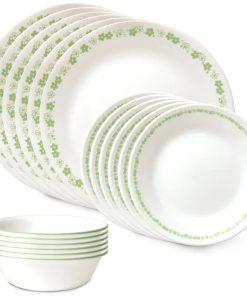 Corelle Vitrelle Spring Blossom Green 18-piece Dinnerware Set, Service for 6