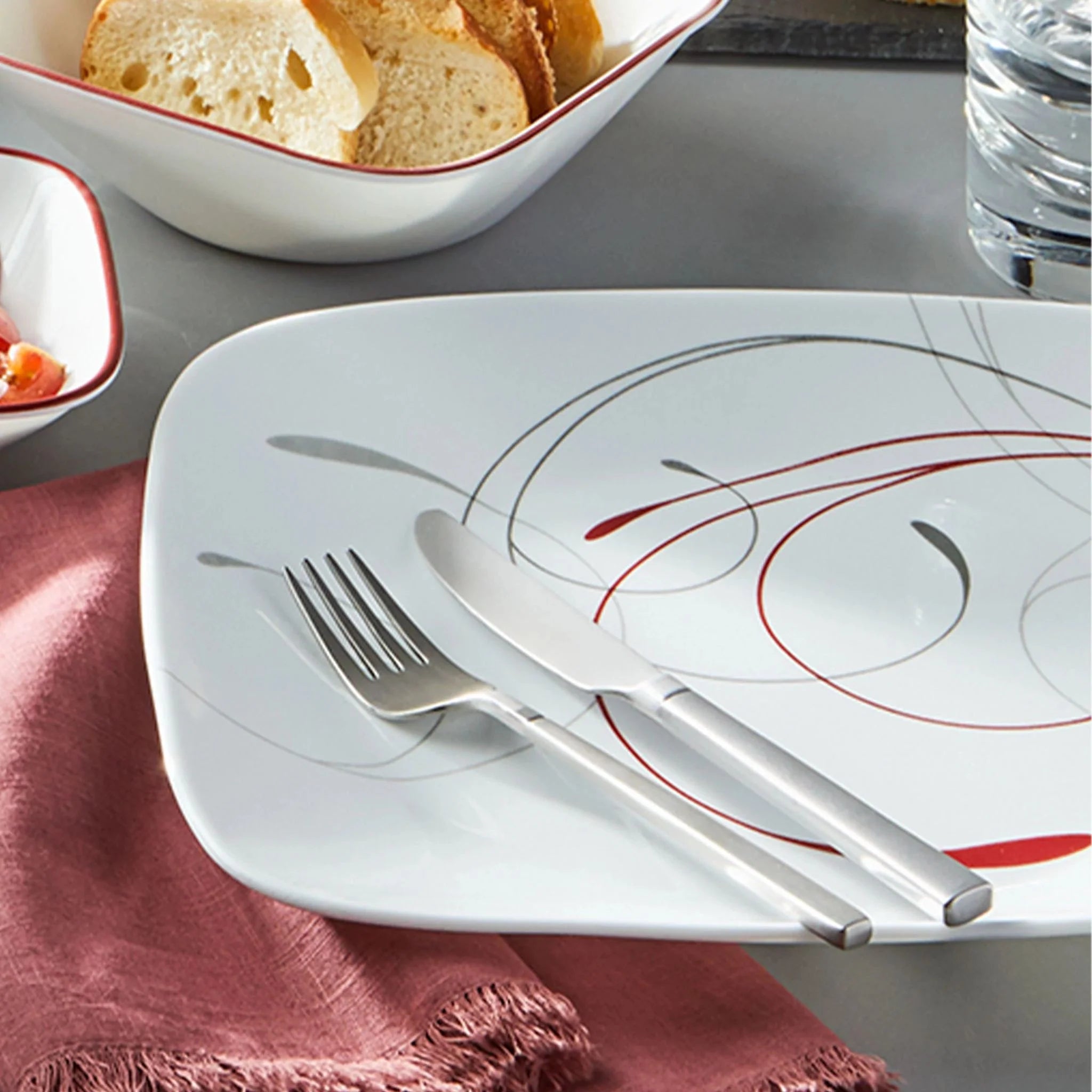 Corelle Vitrelle Square Splendor 12-piece Dinnerware Set, Service for 4 - Image 6