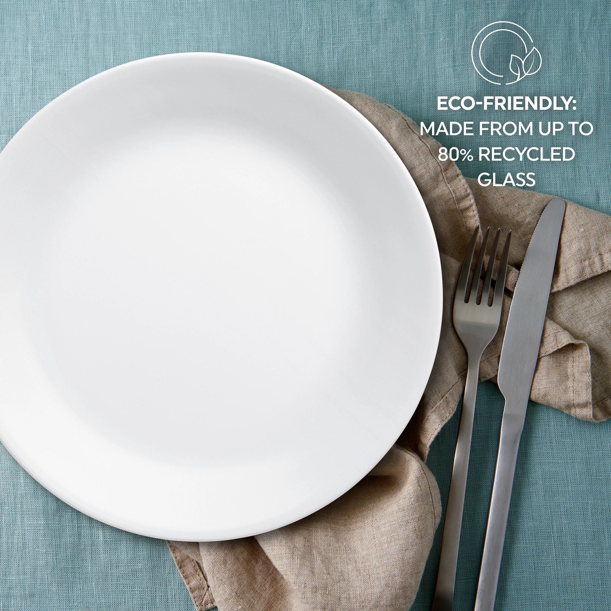 Corelle Vitrelle Winter Frost White 16-piece Mugless Dinnerware Set, Service for 4 - Image 3