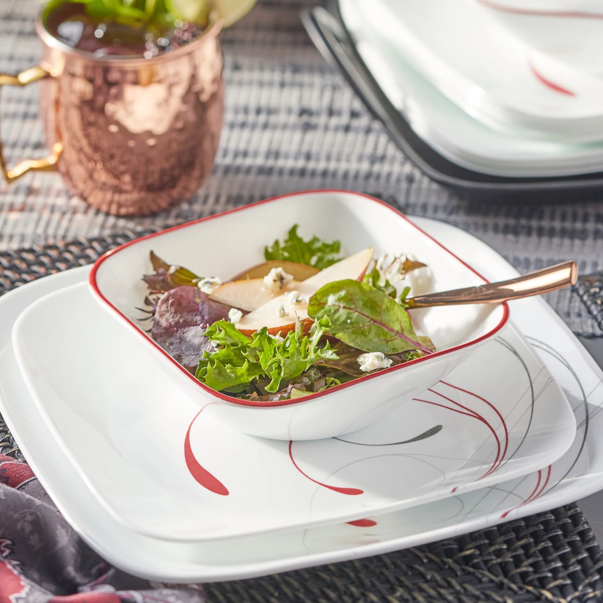 Corelle Vitrelle Square Splendor 12-piece Dinnerware Set, Service for 4 - Image 8