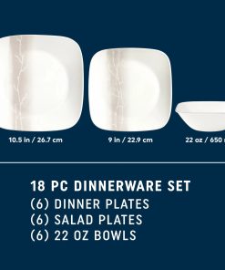 Alternative view of Corelle Vitrelle Square Wandering Grove 18-piece Dinnerware Set, Service for 6