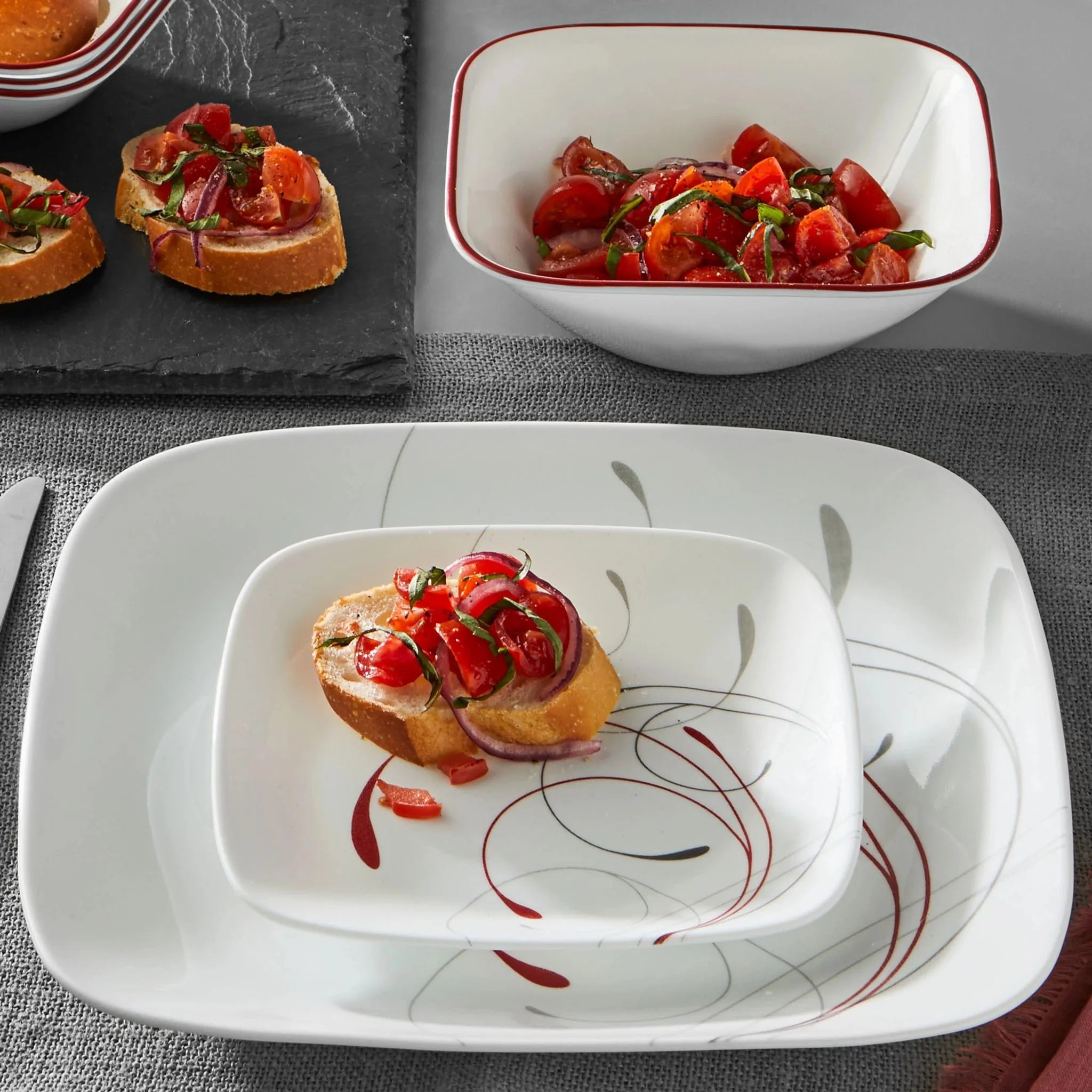 Corelle Vitrelle Square Splendor 12-piece Dinnerware Set, Service for 4 - Image 3