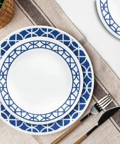Alternative view of Corelle Vitrelle Cobalt Circles 12-piece Mugless Dinnerware Set, Service of 4