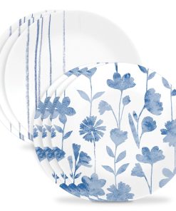Corelle Vitrelle Botanical Stripes 8.5 Salad Plates, 6 Pack