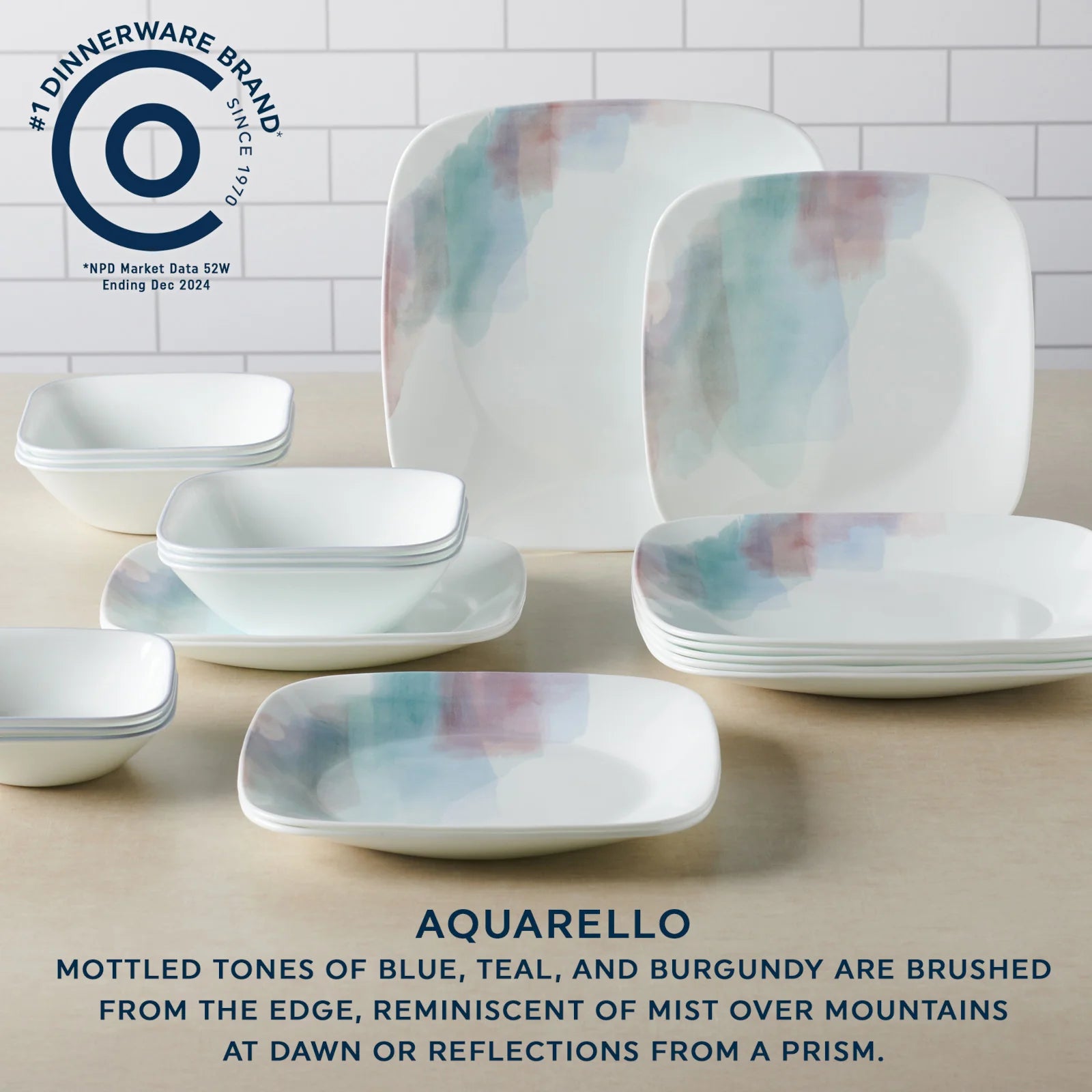 Corelle Vitrelle Aquarello 16-piece Dinnerware Set, Service for 4 - Image 2