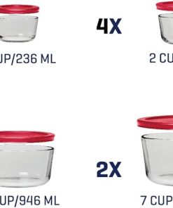 Alternative view of Corelle Vitrelle Anchor Hocking 26 Piece Glass Storage Containers with Lids (13 Glass Food Storage Containers & 13 Red SnugFit Lids)