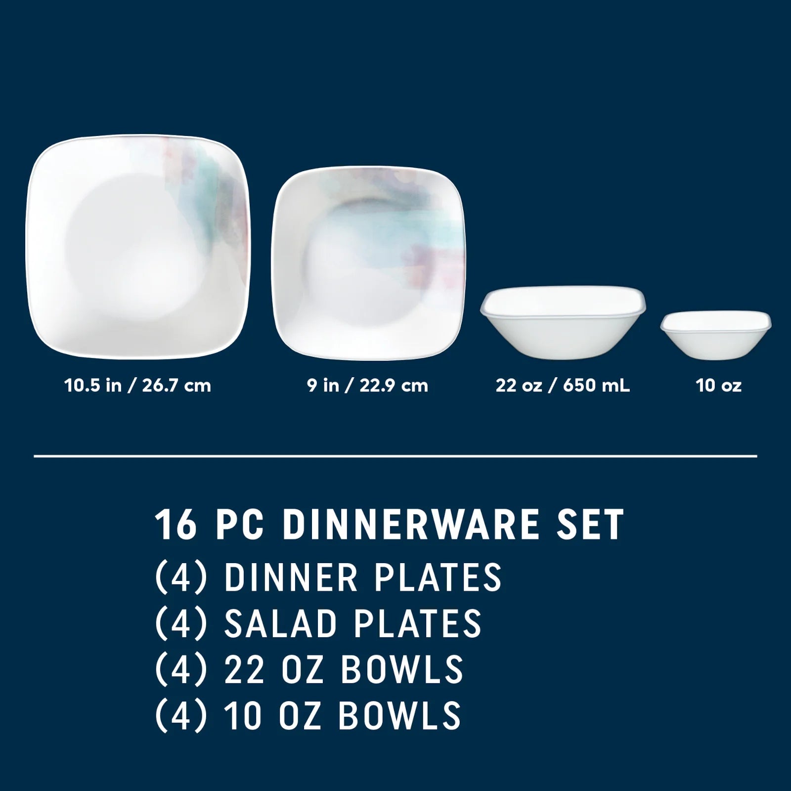 Corelle Vitrelle Aquarello 16-piece Dinnerware Set, Service for 4 - Image 3