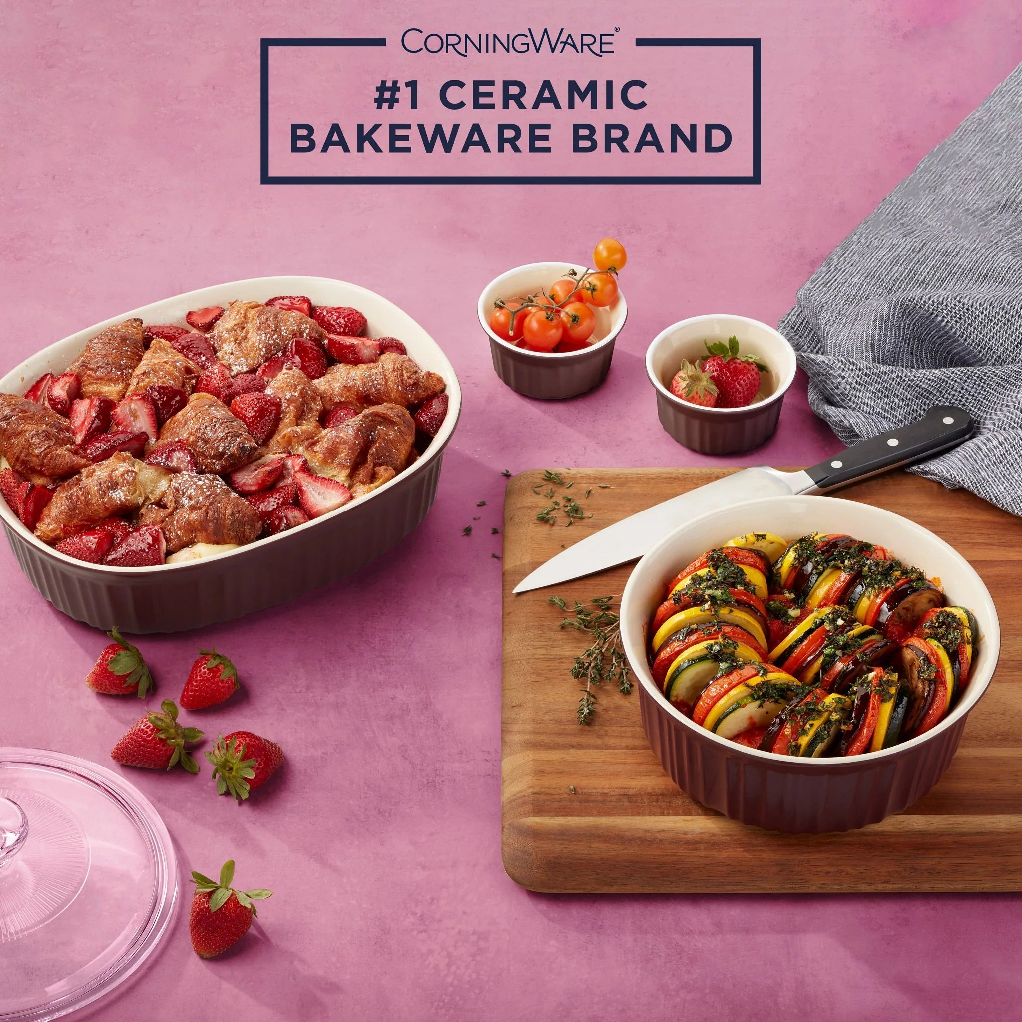 Corelle Vitrelle French Colors 12-piece Bakeware Set, Cabernet - Image 2