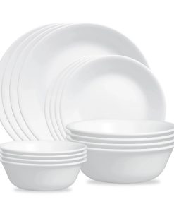 Corelle Vitrelle Winter Frost White 16-piece Mugless Dinnerware Set, Service for 4