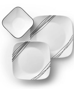 Corelle Vitrelle Square Simple Sketch 18-piece Dinnerware Set, Service for 6