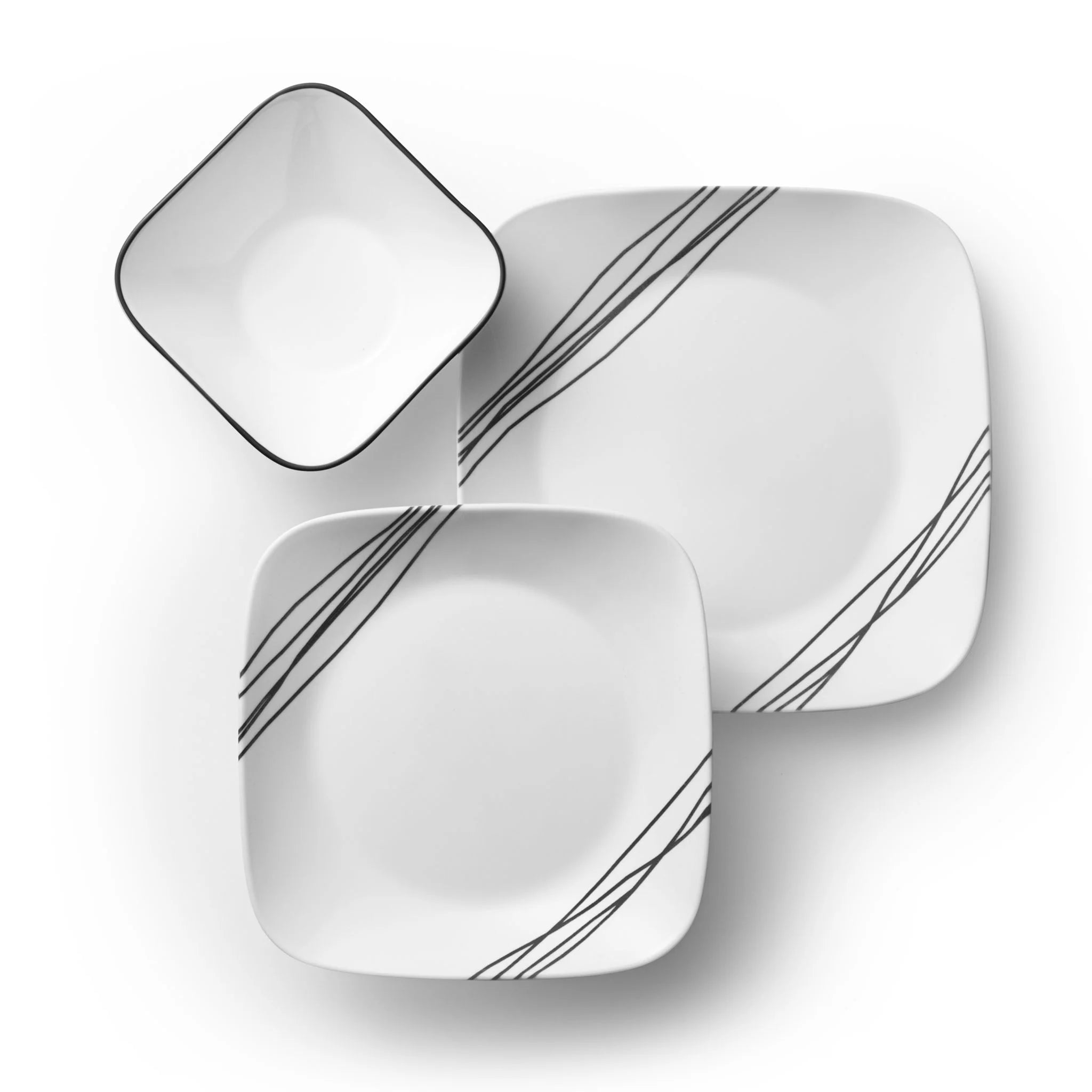 Corelle Vitrelle Square Simple Sketch 18-piece Dinnerware Set, Service for 6
