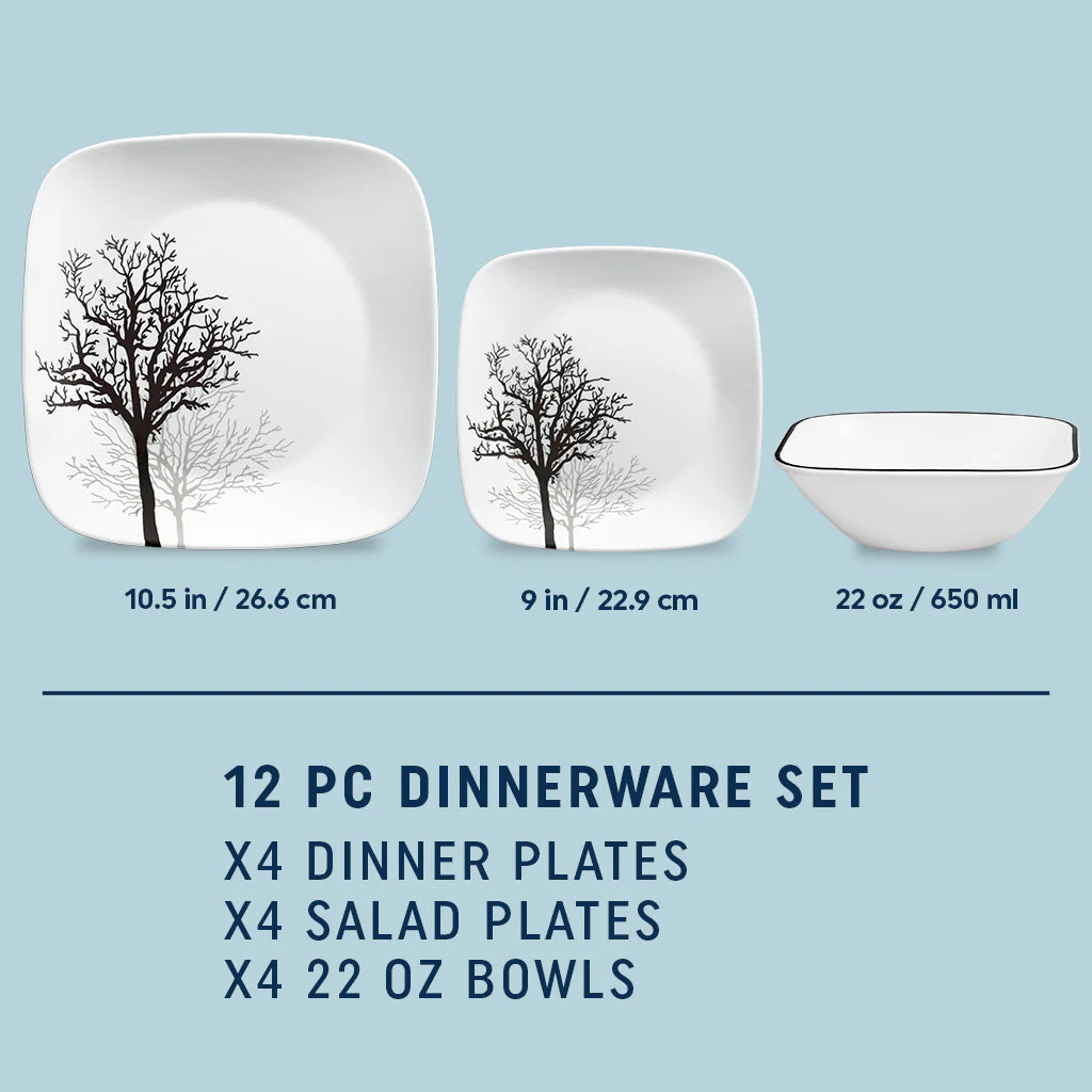 Corelle Vitrelle Timber Shadows 12-piece Dinnerware Set, Service for 4 - Image 2
