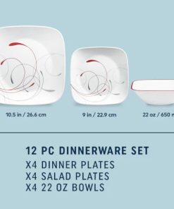 Alternative view of Corelle Vitrelle Square Splendor 12-piece Dinnerware Set, Service for 4