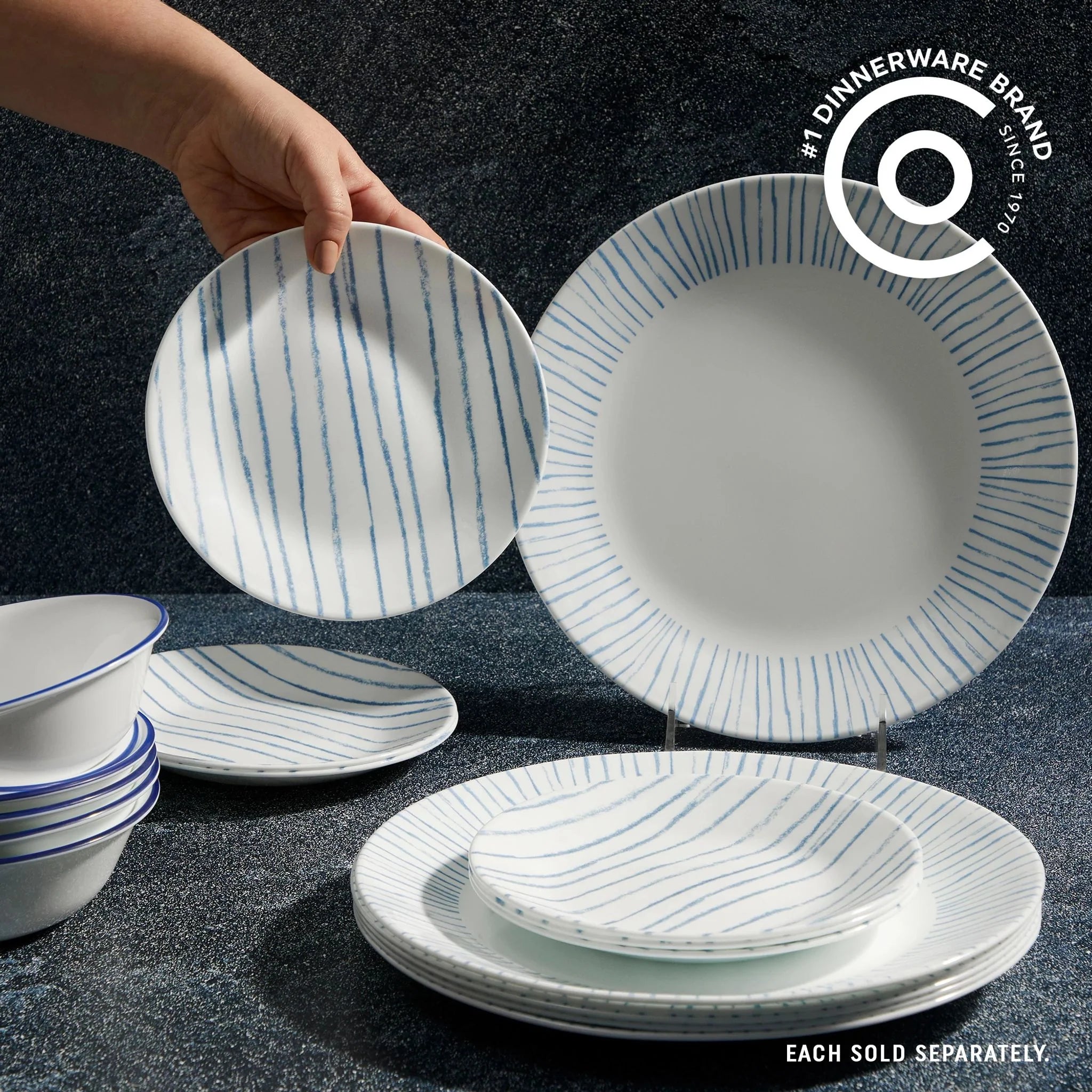 Corelle Vitrelle Botanical Stripes 6.75 Appetizer Plate - Image 4