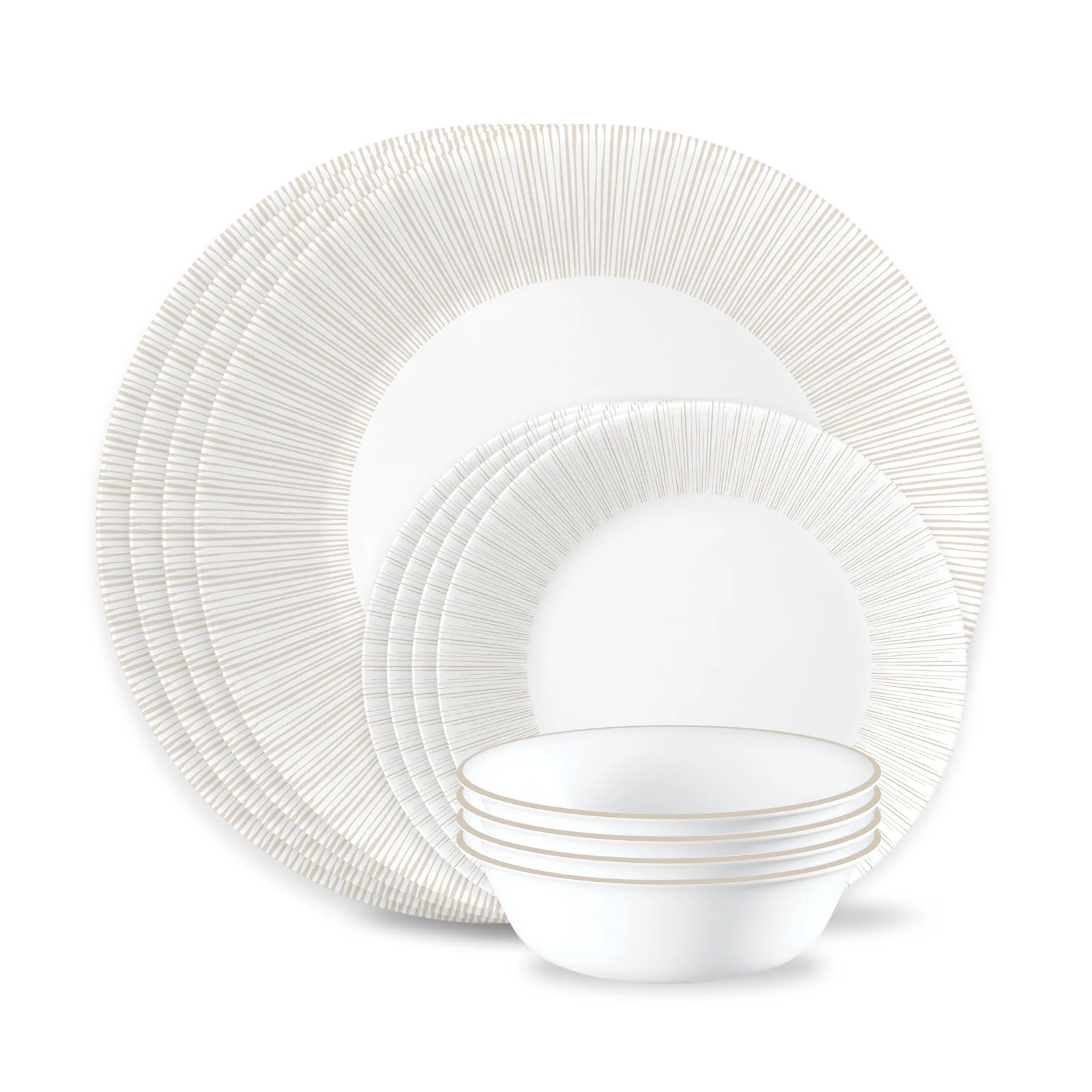 Corelle Vitrelle Hushed Lines 12-piece Dinnerware Set, Service for 4