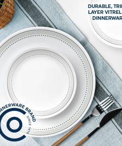 Alternative view of Corelle Vitrelle Mystic Gray 18-piece Mugless Dinnerware Set, Service for 6